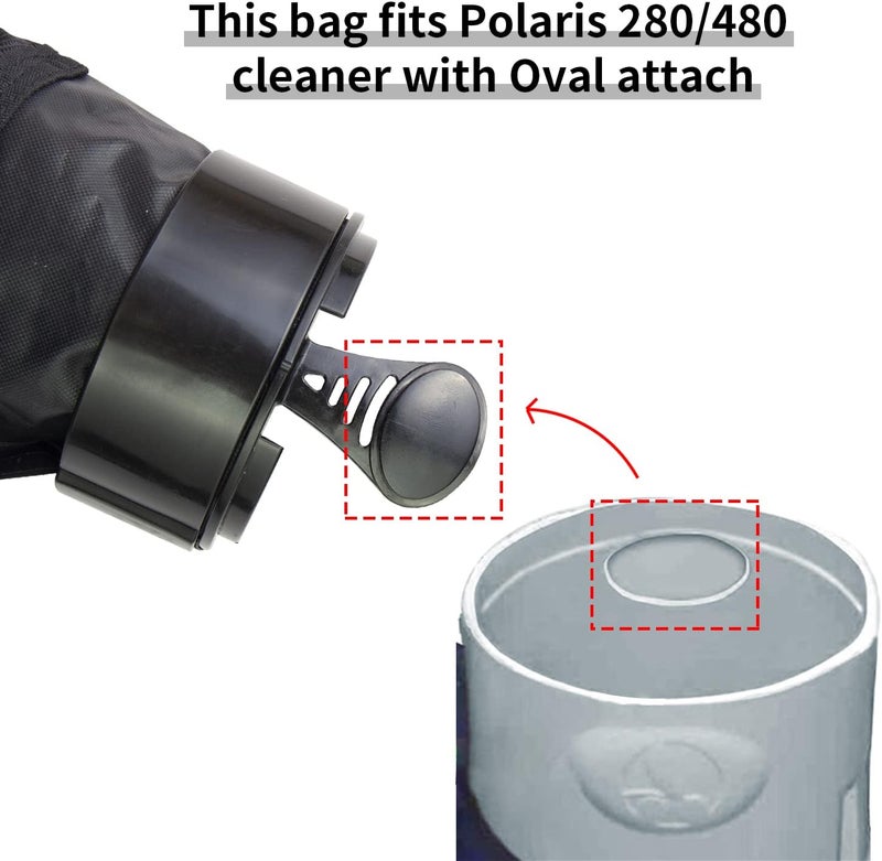 UCEDER Black Nylon Mesh Pool Cleaner Bags,All Purpose Filter Bag K13 K16 with Zipper Replacement for Polaris 280 and 480 Pool Cleaner(3 Pack) - Image 2